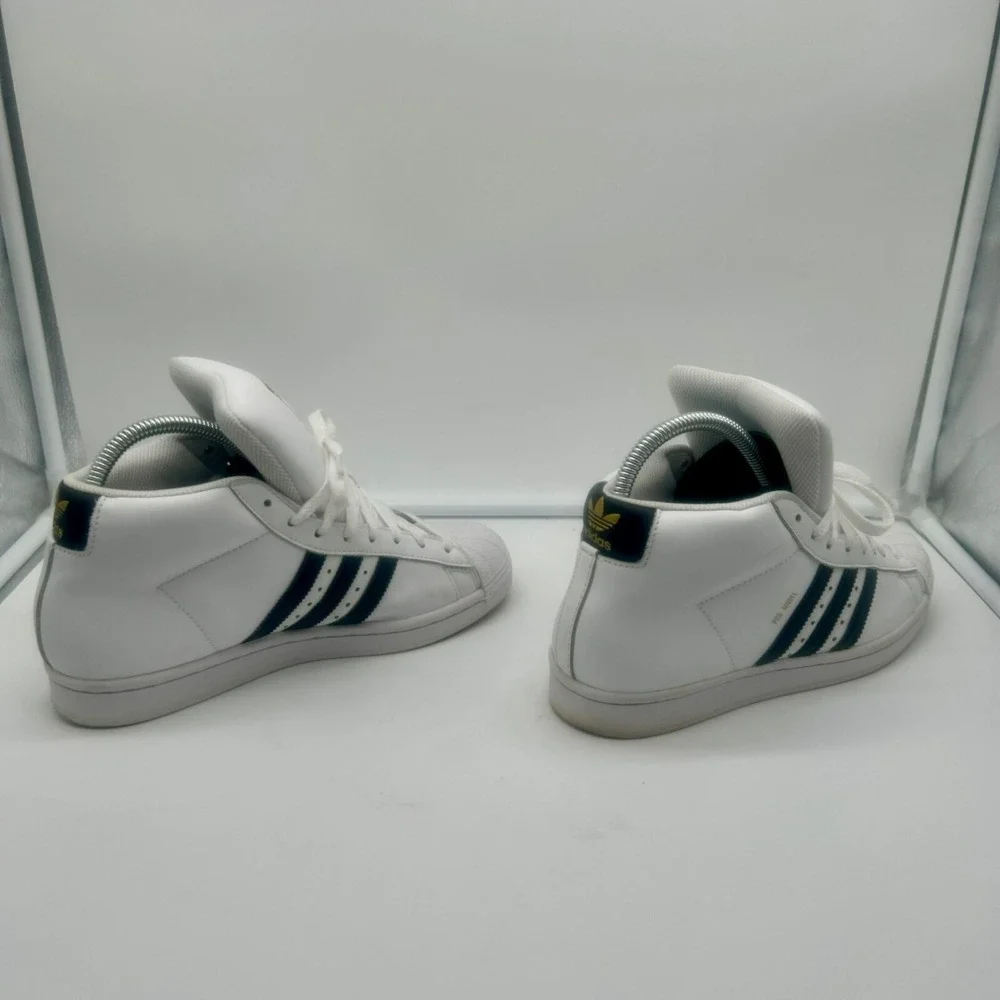 Adidas Pro Model J Big Kids Sneakers‎ Size 6 Black White Puff Tongue 3 Stripe